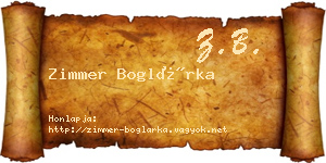 Zimmer Boglárka névjegykártya